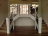painted timber railings, decorative wrought iron balusters